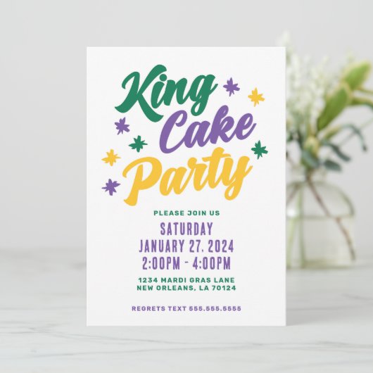 King Cake Party Einladung (Stehend Vorderseite)