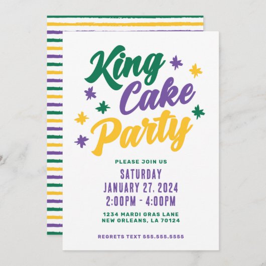 King Cake Party Einladung (Vorne/Hinten)