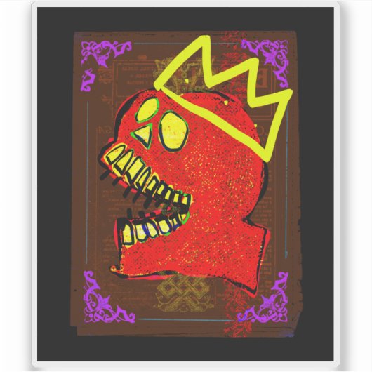 King Calavera Skull Day of the Dead NFT Art Aufkleber (Vorderseite)