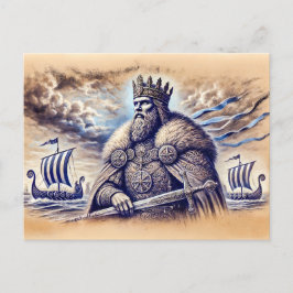 King Canute in Pastel Chalk Zeichnend Postkarte