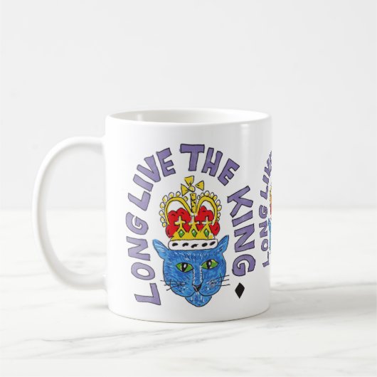 King Cat Button Abzeichen Long live the King coffe Kaffeetasse (Links)