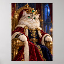 King Cat Royal Portrait Fantasy Art Poster