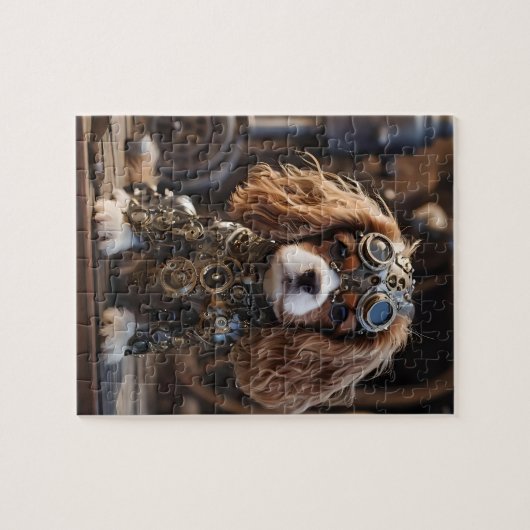 King Cavalier Spaniel Puppy Steampunked, Puzzle (Horizontal)