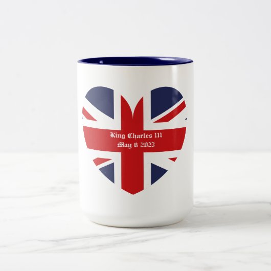 King Charles 111 Coronation England Flag Zwei-Tone Zweifarbige Tasse (Mittel)