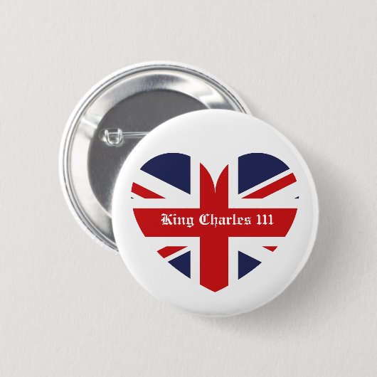 King Charles 111 England Flag Button (Vorne & Hinten)