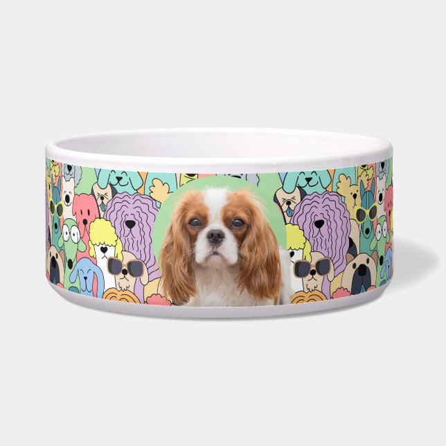 King Charles Cavalier Personalisiert Foto & Name Napf (Vorderseite)