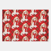King Charles Cavalier Spaniel Christmas Dog Karier Geschenkpapier Set (Vorderseite 3)