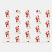 King Charles Cavalier Spaniel Christmas Dog Karier Geschenkpapier Set (Vorderseite 2)