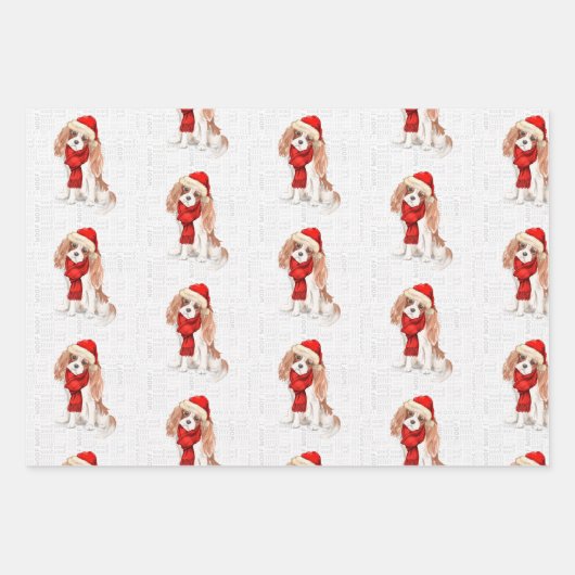 King Charles Cavalier Spaniel Christmas Dog Karier Geschenkpapier Set (Vorderseite 2)