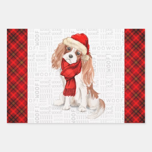 King Charles Cavalier Spaniel Christmas Dog Karier Geschenkpapier Set (Vorderseite)