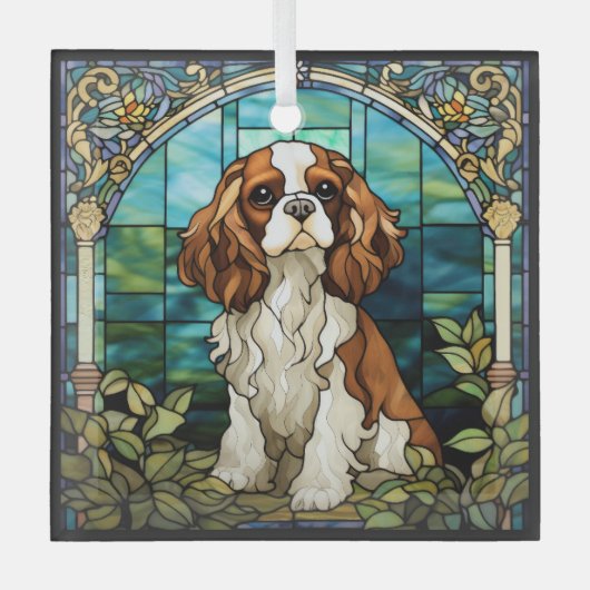 King Charles Cavalier Spaniel Dog Glass Ornament Aus Glas (Vorderseite)