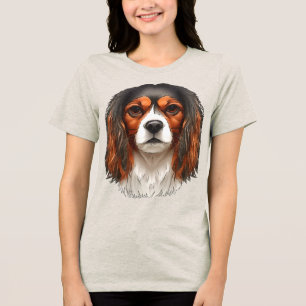 King Charles Cavalier Spaniel Haustier-Porträt Aus Tri-Blend Shirt