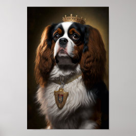 King Charles Cavalier Spaniel mit Crown Poster