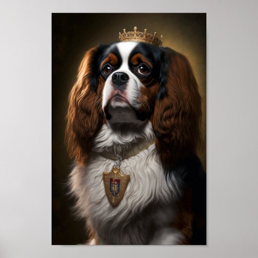 King Charles Cavalier Spaniel mit Crown Poster (Vorne)