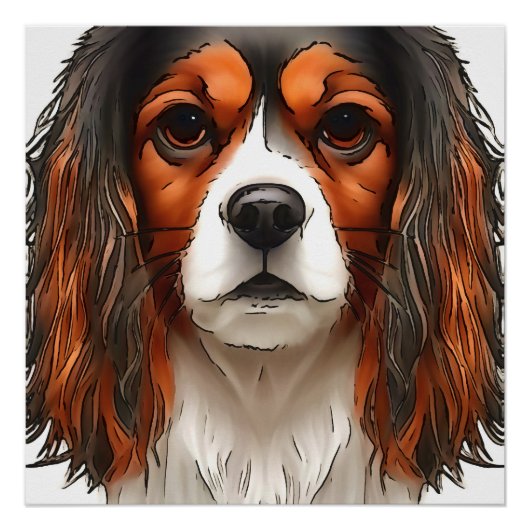 King Charles Cavalier Spaniel Pet Portrait Poster (Vorderseite)