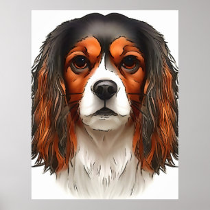 King Charles Cavalier Spaniel Pet Portrait Poster