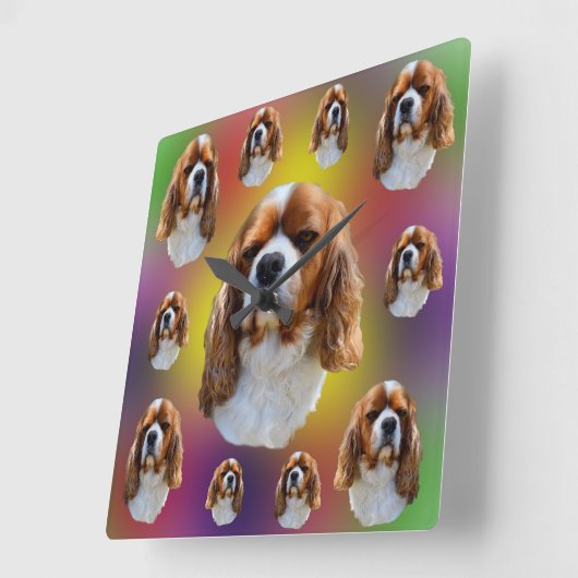King Charles Cavalier Spaniel, Quadratische Wanduhr (Winkel)