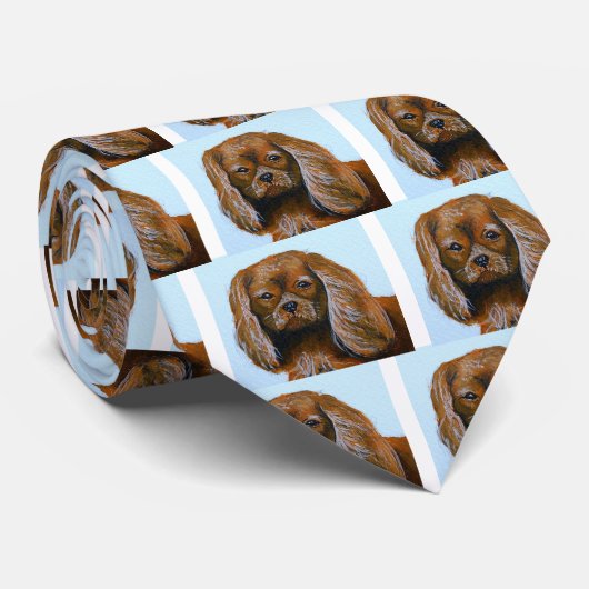 King Charles Cavalier Spaniel Red Krawatte (Gerollt)