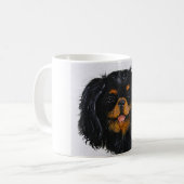 King Charles Cavalier Spaniel schwarz und braun Kaffeetasse (Vorderseite Links)