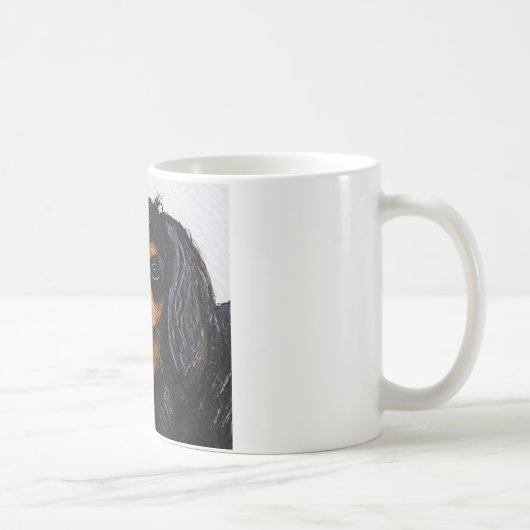 King Charles Cavalier Spaniel schwarz und braun Kaffeetasse (Rechts)