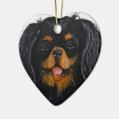 King Charles Cavalier Spaniel schwarz und braun Keramik Ornament (Links)