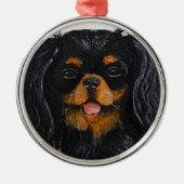 King Charles Cavalier Spaniel schwarz und braun Ornament Aus Metall (Vorne)
