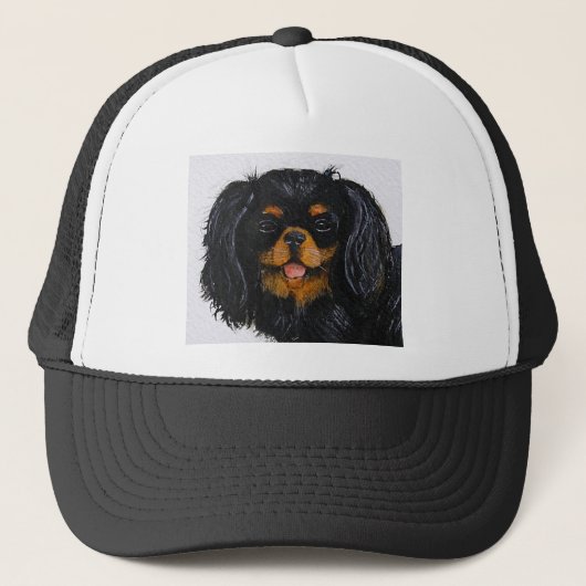King Charles Cavalier Spaniel schwarz und braun Truckerkappe (Vorderseite)