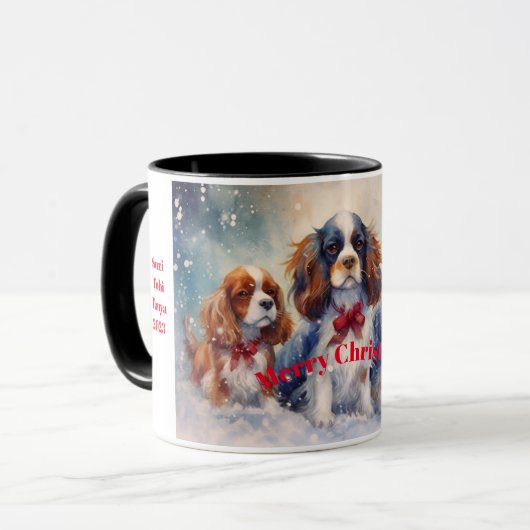 King Charles Cavalier Tasse zur Weihnachtsfeier (Vorderseite Links)