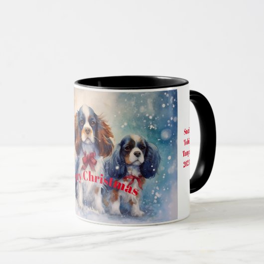 King Charles Cavalier Tasse zur Weihnachtsfeier (VorderseiteRechts)