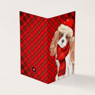 King Charles Christmas Dog Red Kariert Holiday