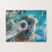 King Charles Cocker Spaniel driving in ocean Puzzle (Horizontal)
