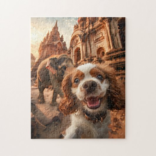 King Charles Cocker Spaniel in Ankor temple Puzzle (Vertikal)