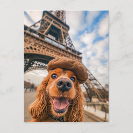 King Charles Cocker Spaniel in Paris Feiertagspostkarte