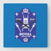 King Charles English Royal Coronation 2023 Quadratische Wanduhr (Vorderseite)