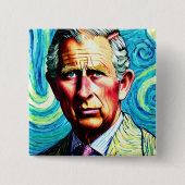 King Charles III 15 cm Square Abzeichen Button (Vorderseite)