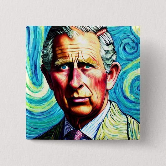 King Charles III 15 cm Square Abzeichen Button (Vorderseite)