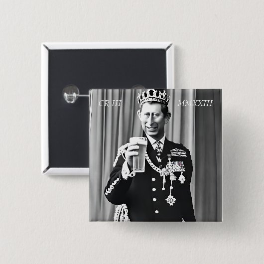 King Charles III 15 cm Square Abzeichen Button (Vorne & Hinten)