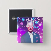 King Charles III 15 cm Square Abzeichen Button (Vorne & Hinten)