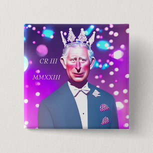 King Charles III 15 cm Square Abzeichen Button