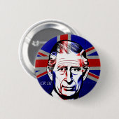 King Charles III 6 Cm Round Abzeichen Button (Vorne & Hinten)