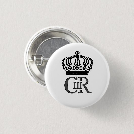 King Charles III Abzeichen mit Chiffre und Krone Button (Vorne & Hinten)