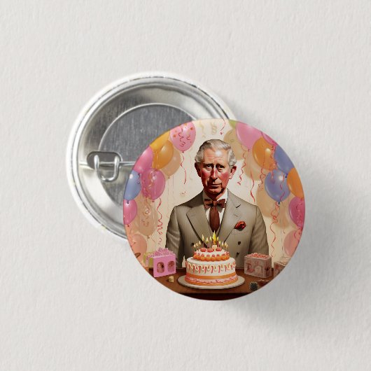 King Charles III Birthday Party Button (Vorne & Hinten)
