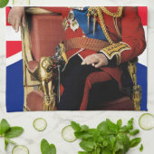 King Charles III Britische Flagge Weihnachtsgrüße Geschirrtuch (Gefaltet)