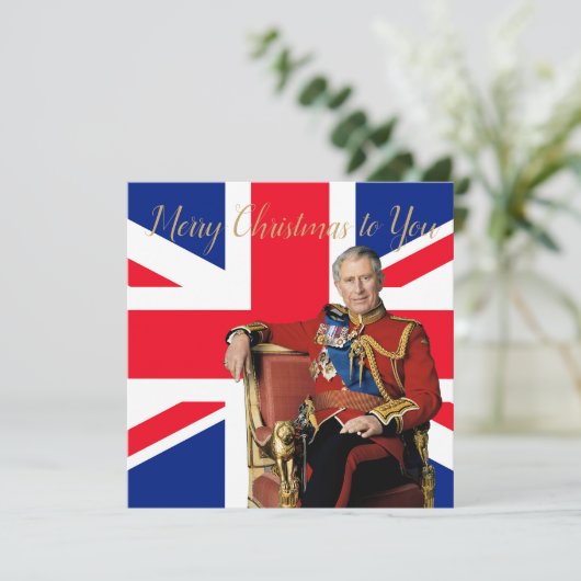 King Charles III Britische Flagge Weihnachtsgrüße Karte (Stehend Vorderseite)