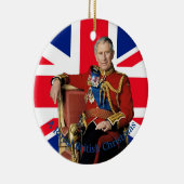 King Charles III Britische Flagge Weihnachtsgrüße Keramik Ornament (Rechts)