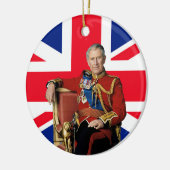 King Charles III Britische Flagge Weihnachtsgrüße Keramik Ornament (Links)