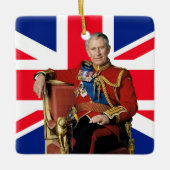 King Charles III Britische Flagge Weihnachtsgrüße Keramikornament (Vorderseite)