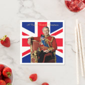 King Charles III Britische Flagge Weihnachtsgrüße Serviette (Beispiel)