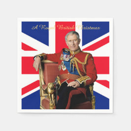 King Charles III Britische Flagge Weihnachtsgrüße Serviette