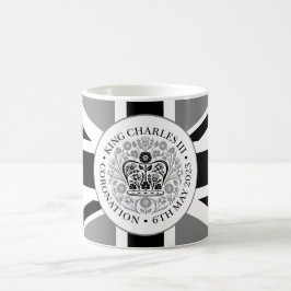 King Charles III Coronation Black Gray Logo Kaffeetasse